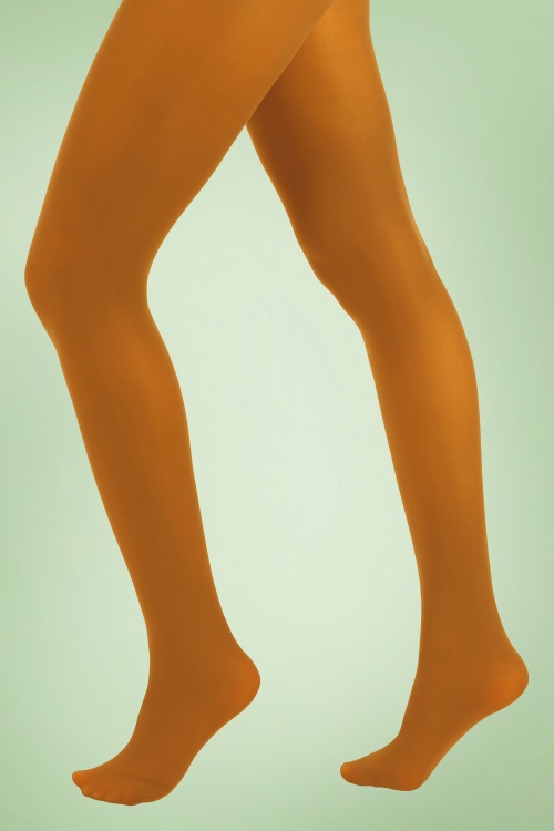 Orange 40 Denier Tights- ladies vintage retro 60s - 70s style