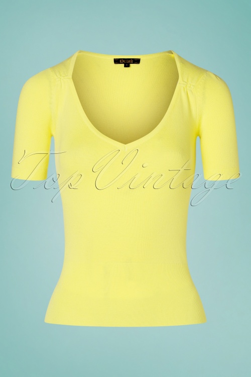 King Louie - 60s Diamond Puff Cottonclub Top in Yellow Pear