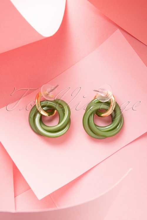 Day&Eve by Go Dutch Label - 50s Riley Earrings in Olive Green 3