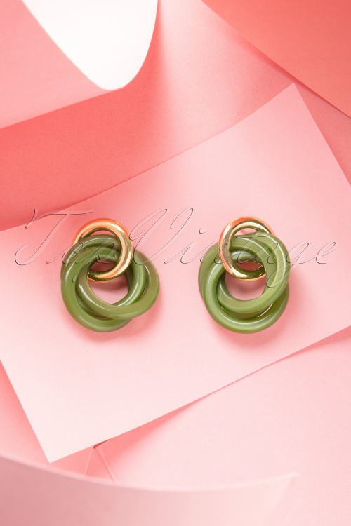 Day&Eve by Go Dutch Label - 50s Riley Earrings in Olive Green