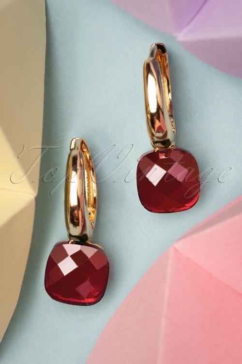 Day&Eve by Go Dutch Label - 50s Eleanor Earrings in Ruby Red and Gold
