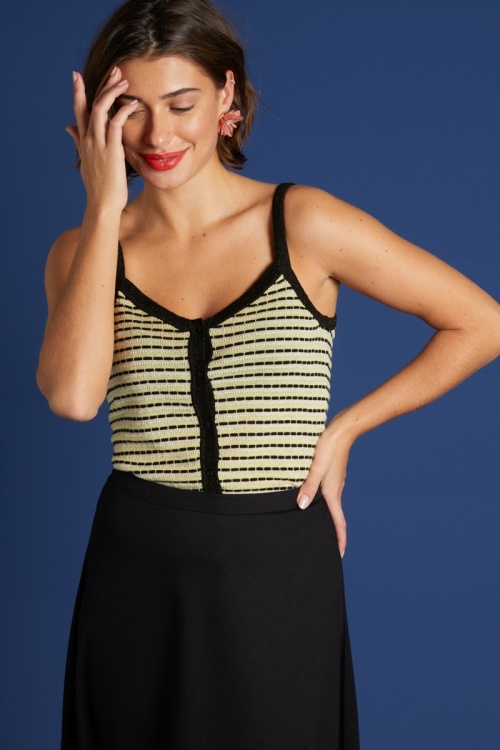 King Louie - Isa Inglewood Knit Camisole Top Années 60 en Noir