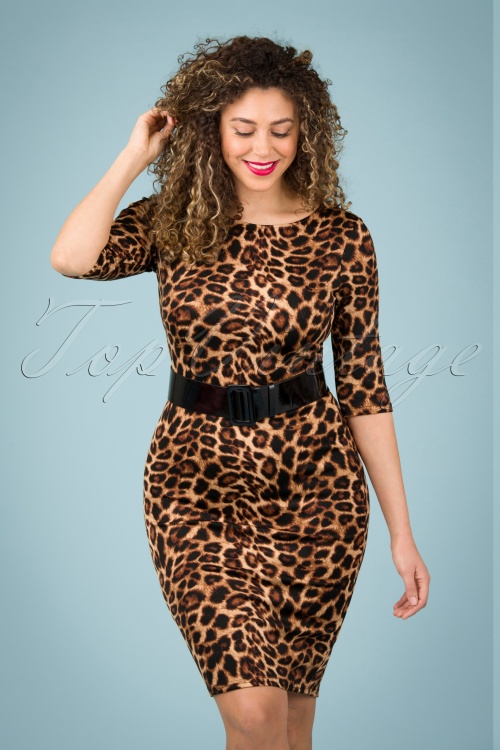 Vintage Chic for Topvintage - 50s Kitty Pencil Dress in Leopard