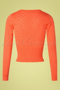 King Louie - 40s Heart Ajour Cardigan in Vibrant Coral 3