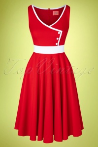 Glamour Bunny - 50s Willow Swing Dress in Lipstick Red 3