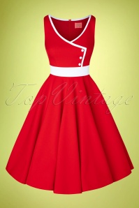 Glamour Bunny - 50s Willow Swing Dress in Lipstick Red 4