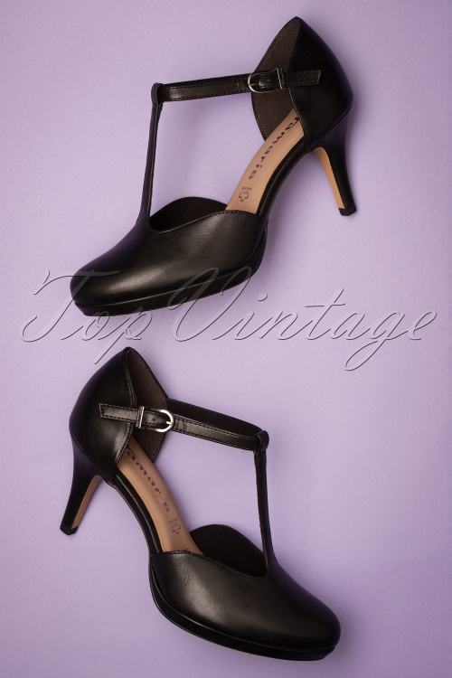 50s Phyllis T-Strap Pumps in Black