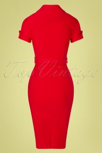 Zoe Vine - 50s Georgie Pencil Dress in Lipstick Red 3