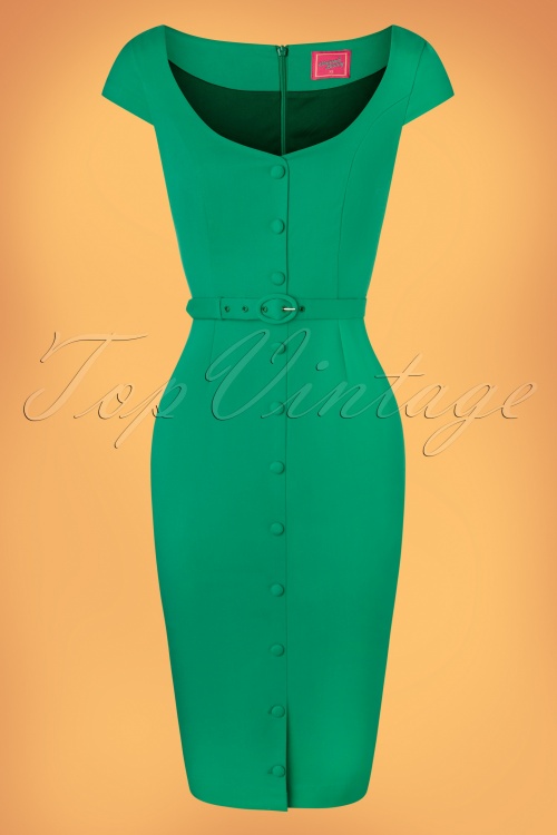 Glamour Bunny - Lilly Pencil Dress Années 50 en Vert Trèfle 4