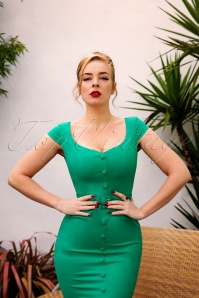 Glamour Bunny - 50s Lilly Pencil Dress in Shamrock Green 3