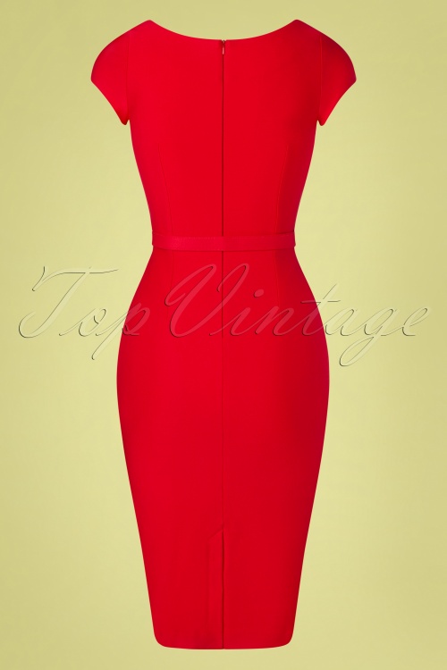 Zoe Vine - 50s Gina Pencil Dress in Lipstick Red 3