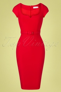 Zoe Vine - 50s Gina Pencil Dress in Lipstick Red 2
