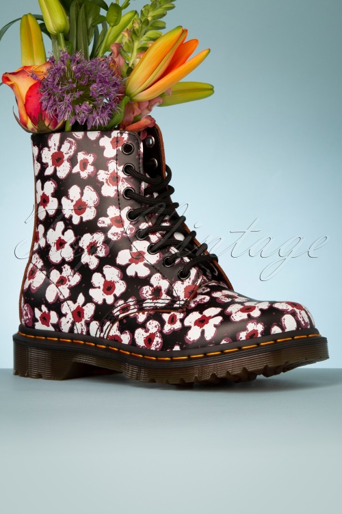 Dr. Martens - 1460 Pansy Fayre Vintage Boots en Noir 2