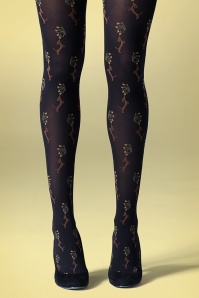 Gipsy - 60s Dog and Flower Tights in Black