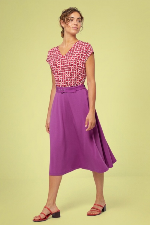Surkana - 60s Shana Belt Skirt in Vibrant Lilac
