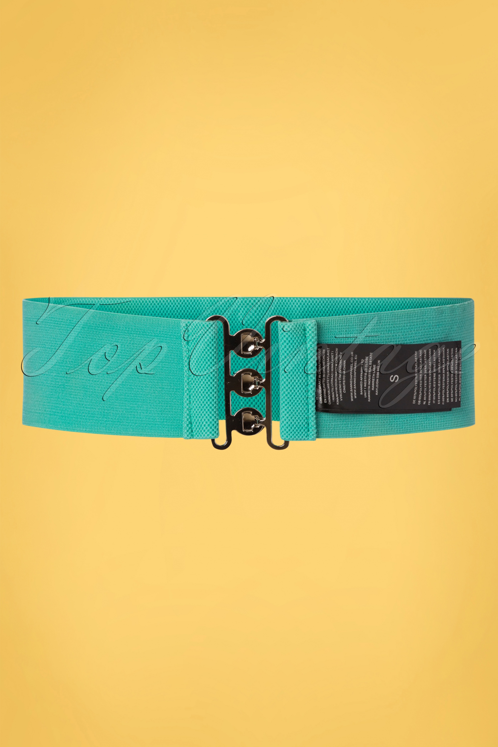 Banned Retro - Lauren Vintage stretch riem in licht teal 2