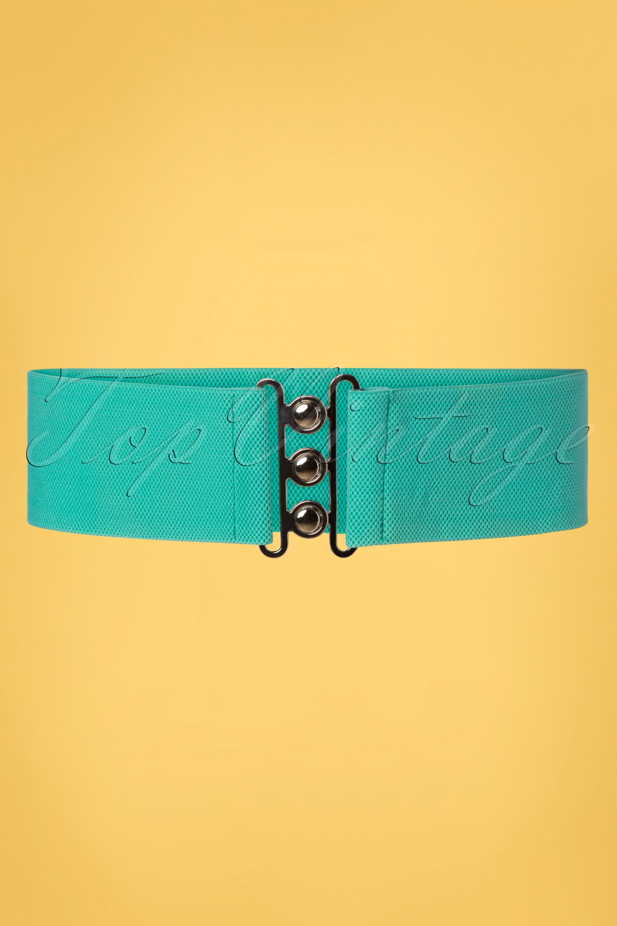 Banned Retro - Lauren Vintage stretch riem in licht teal
