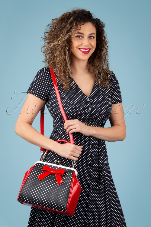 Banned Retro - 50s Frances Polka Star Bag in Black and Red 3