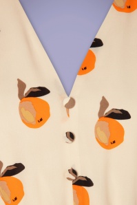 Vixen - Zaria Orange bedrucktes Swing-Kleid in Ecru 4