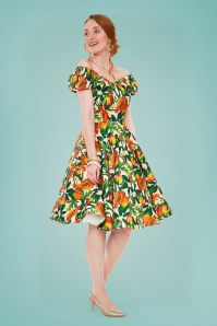 Vixen - Cherie tropisch fruit swing jurk in wit 3