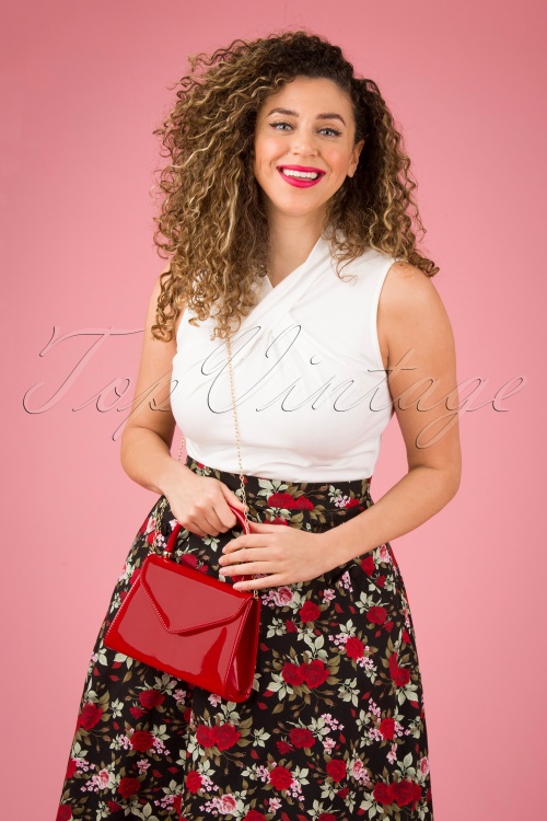 La Parisienne - Lillian lak tas met klep in poppy rood 3