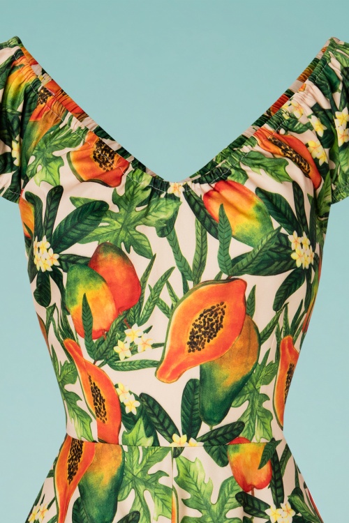 Vixen - Cherie Tropical Fruit Swing Dress Années 50 en Blanc 4