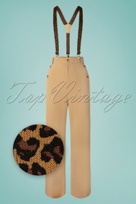 Vixen - 50s Jessie Trousers with Leopard Braces in Sand