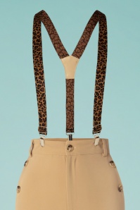 Vixen - 50s Jessie Trousers with Leopard Braces in Sand 4