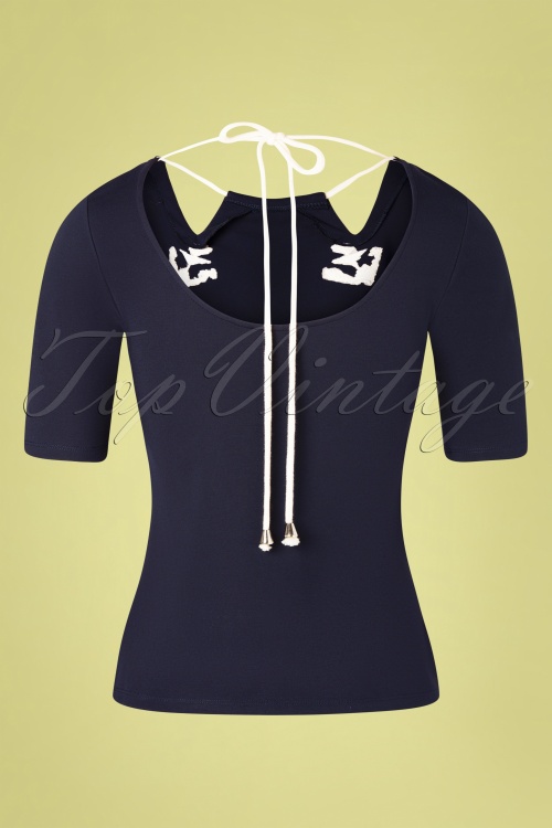 Vixen - 50s Lilibeth Anchor and Rope Top in Navy 3