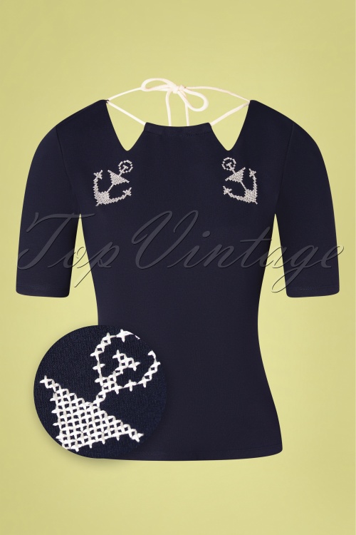 Vixen - 50s Lilibeth Anchor and Rope Top in Navy