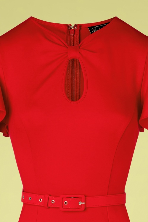 Vixen - Nessy Front Twist Flutter Dress Années 50 en Rouge Vif 3