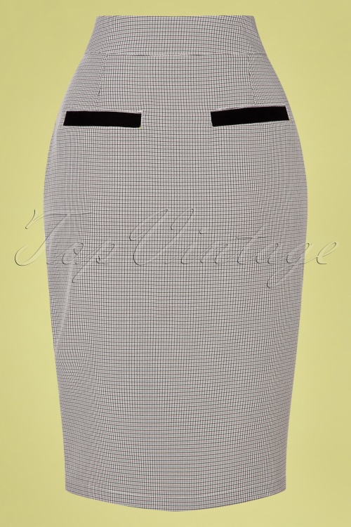 Vixen - 50s Nina Houndstooth Pencil Skirt in Black and White 2