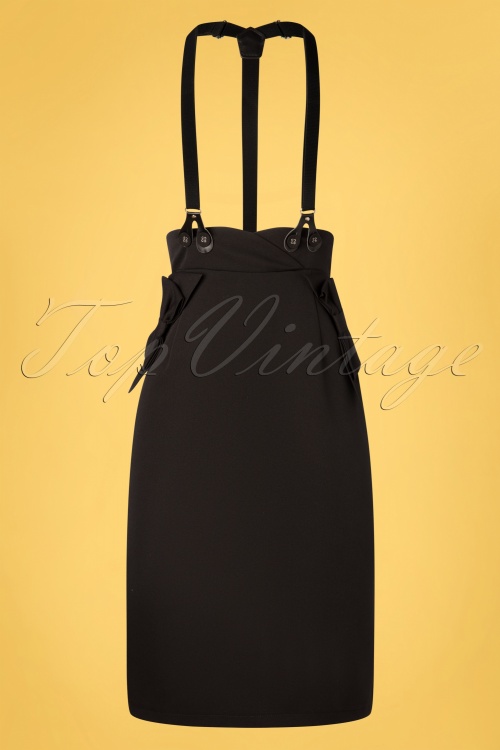 Vixen - 50s Nadia Bow Suspender Pencil Skirt in Black