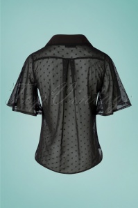 Vixen - 50s Heather Pussy Bow Blouse in Black 3