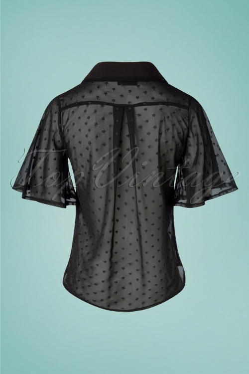 Vixen - Heather Pussy Bow blouse in zwart 3