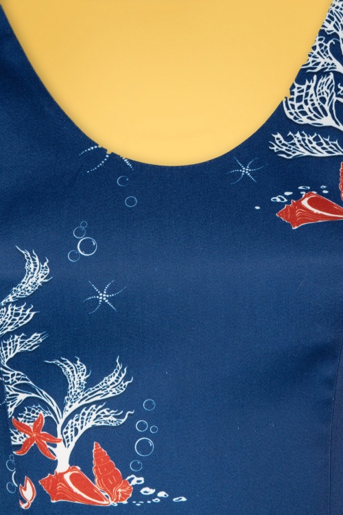 Vixen - Colbie coral flared jurk in middernacht blauw 5