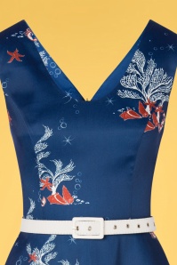 Vixen - Colbie Coral Flared Dress Années 50 en Bleu de Minuit 4