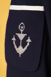 Vixen - Florence Anchor And Rope Swing Skirt Années 50 en Bleu Marine 6