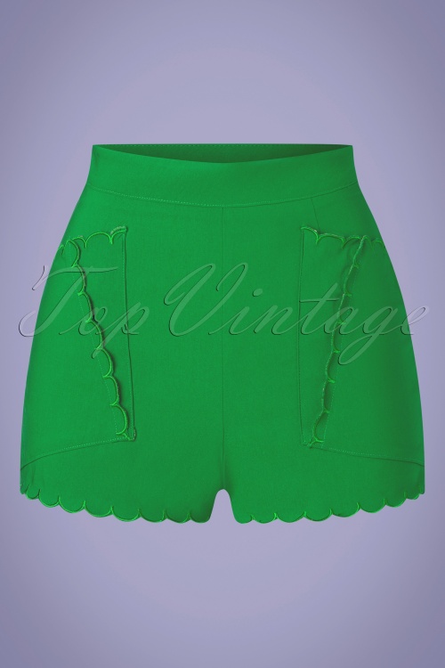 Vixen - 50s Lynn High Waisted Shorts in Green 2