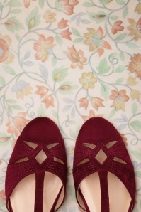 Charlie Stone - 50s London T-Strap Flats in Wine Red 6