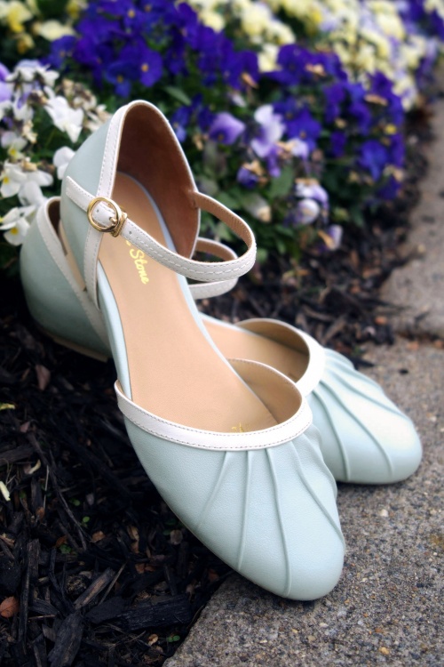 Charlie Stone - 50s Susie Mary Jane Flats in Baby Blue 2