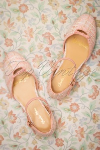 Charlie Stone - 50s Rose Mary Jane Tweed Flats in Blush 3