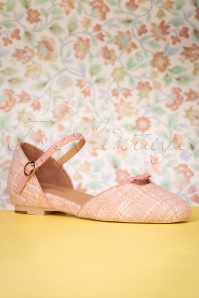 Charlie Stone - 50s Rose Mary Jane Tweed Flats in Blush 4