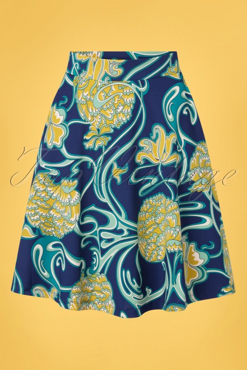 King Louie - Serena Coronado Skirt Années 60 en Bleu Caban 2