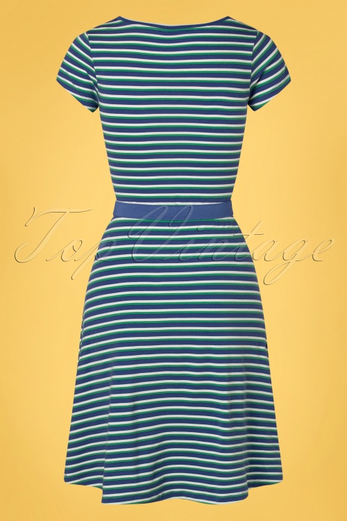 Mademoiselle YéYé - 60s Oh Yeah Dress in In The City Stripes Blue 5