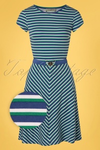 Mademoiselle YéYé - 60s Oh Yeah Dress in In The City Stripes Blue 2