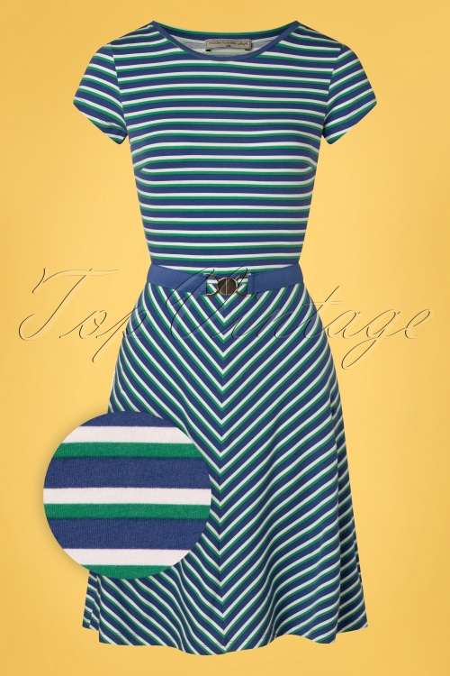 Mademoiselle YéYé - Oh Yeah jurk in In The City Stripes Blue 2