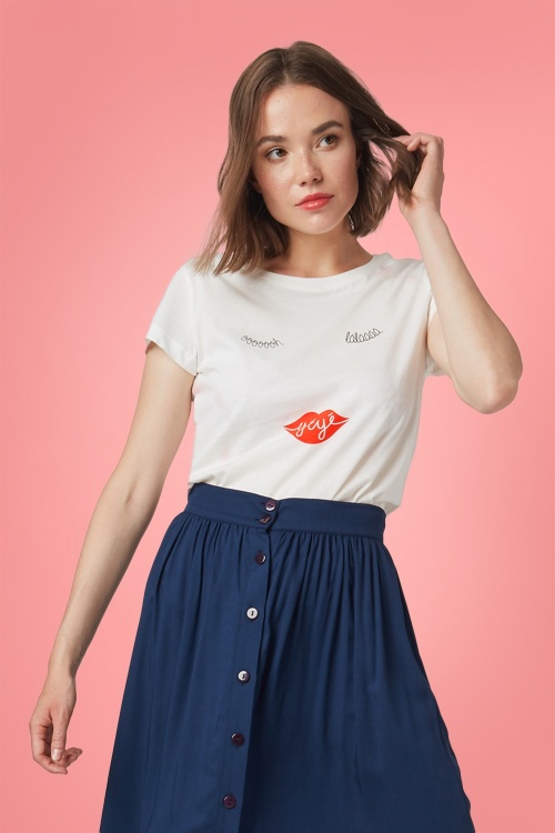 Mademoiselle YéYé - With Kisses T-Shirt in Ecru