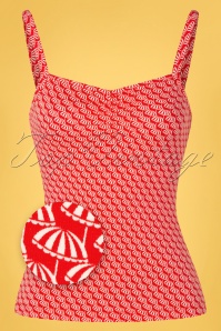 Mademoiselle YéYé - Summer Breeze spaghetti top in Sunbrellas rood 2