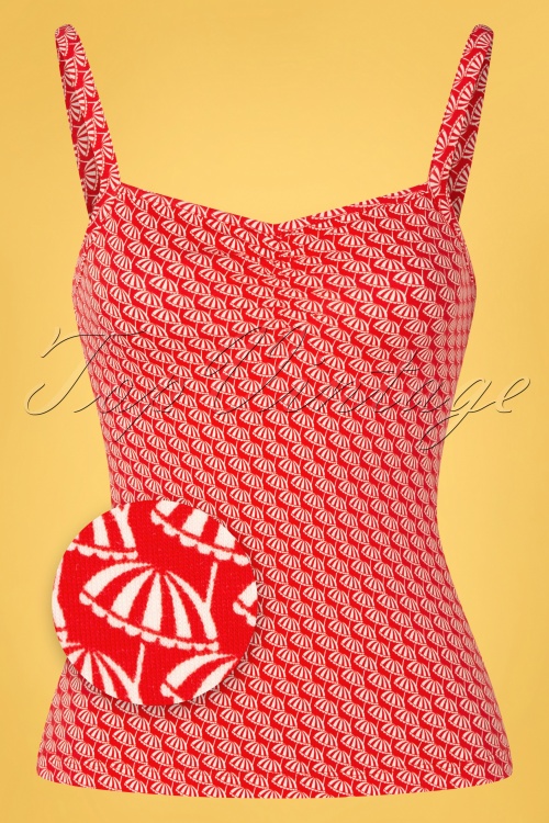 Mademoiselle YéYé - 60s Summer Breeze Spaghetti Top in Sunbrellas Red 2